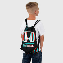 Рюкзак-мешок Значок Honda в стиле glitch на темном фоне, цвет: 3D-принт — фото 2