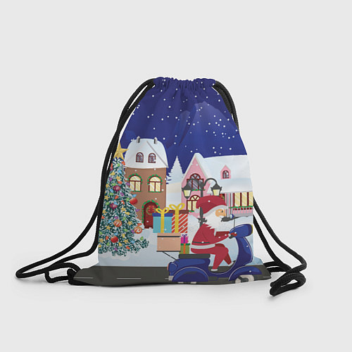 Мешок для обуви Дед Мороз едет на скутере с подарками в Новогоднюю / 3D-принт – фото 1