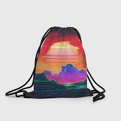 Рюкзак-мешок Синтвейв неоновые горы на закате, цвет: 3D-принт