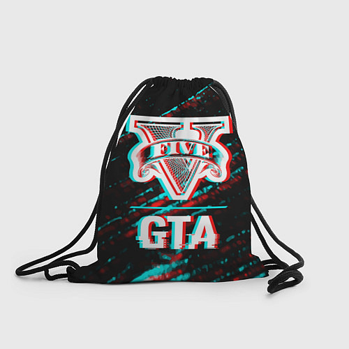 Мешок для обуви GTA в стиле glitch и баги графики на темном фоне / 3D-принт – фото 1