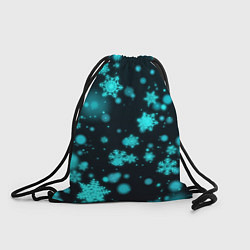 Рюкзак-мешок Неоновые снежинки на черном фоне, цвет: 3D-принт