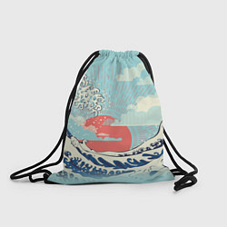 Рюкзак-мешок Морской пейзаж с большими волнами на закате, цвет: 3D-принт