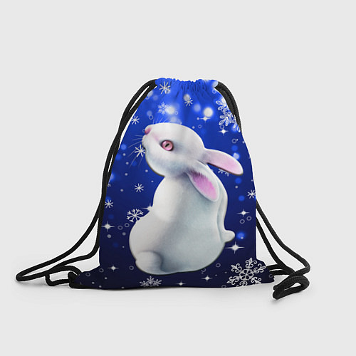 Мешок для обуви Белый кролик в снежинках / 3D-принт – фото 1