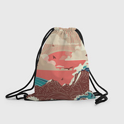 Рюкзак-мешок Большие океанские волны и скалистый остров на зака, цвет: 3D-принт