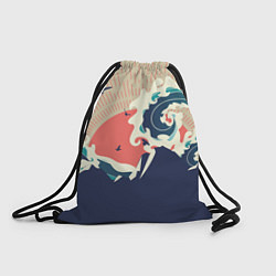 Рюкзак-мешок Большая океанская волна и силуэт пустынного остров, цвет: 3D-принт