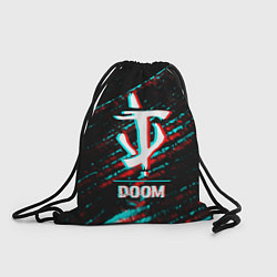 Мешок для обуви Doom в стиле glitch и баги графики на темном фоне