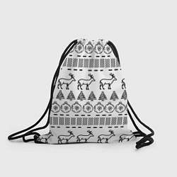 Рюкзак-мешок Черно-белый узор с оленями, цвет: 3D-принт