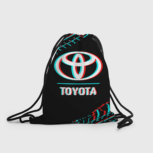 Мешок для обуви Значок Toyota в стиле glitch на темном фоне / 3D-принт – фото 1