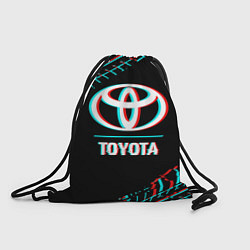 Рюкзак-мешок Значок Toyota в стиле glitch на темном фоне, цвет: 3D-принт