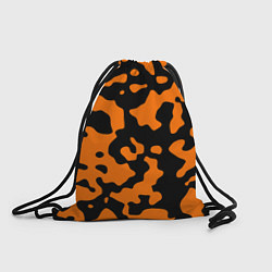 Рюкзак-мешок Чёрные абстрактные пятна на оранжевом фоне, цвет: 3D-принт