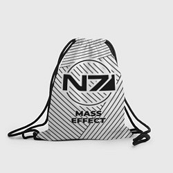 Рюкзак-мешок Символ Mass Effect на светлом фоне с полосами, цвет: 3D-принт