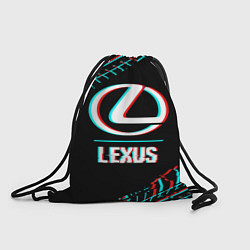 Мешок для обуви Значок Lexus в стиле glitch на темном фоне