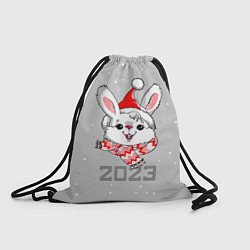 Рюкзак-мешок Белый кролик в шарфе 2023, цвет: 3D-принт