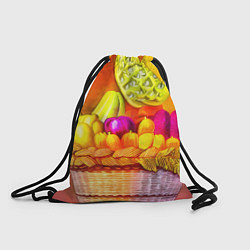 Рюкзак-мешок Спелые фрукты и овощи в плетеной корзине, цвет: 3D-принт