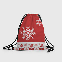 Рюкзак-мешок Снеговики в снежинках, цвет: 3D-принт