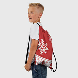 Рюкзак-мешок Снеговики в снежинках, цвет: 3D-принт — фото 2