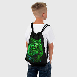 Рюкзак-мешок Нейросеть: неоновый зелёный тигр, цвет: 3D-принт — фото 2