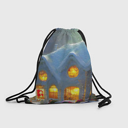 Рюкзак-мешок Сказочный зимний домик, покрытый снегом, цвет: 3D-принт