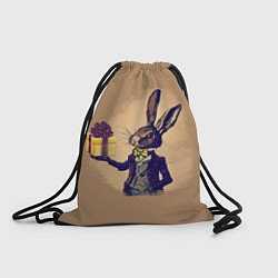 Рюкзак-мешок Кролик в костюме с подарком, цвет: 3D-принт