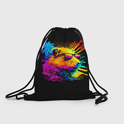 Рюкзак-мешок Капибара в тёмных очках - поп арт, цвет: 3D-принт