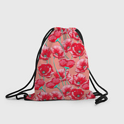 Рюкзак-мешок Красные маки - паттерн, цвет: 3D-принт