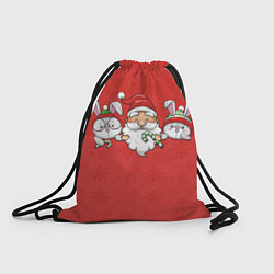 Рюкзак-мешок Игрушечный дед Мороз и зайцы, цвет: 3D-принт