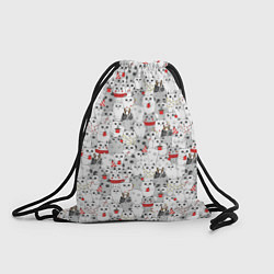 Рюкзак-мешок Новогодний паттерн с котиками, цвет: 3D-принт