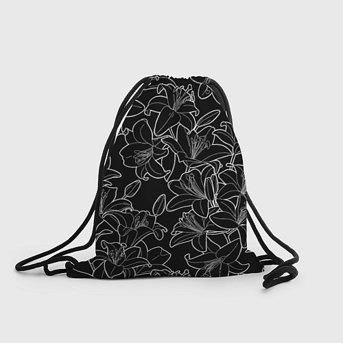 Мешок для обуви Нежные цветы - лилии: черно белыи / 3D-принт – фото 1