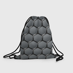 Рюкзак-мешок Стальные шестигранники на сером фоне, цвет: 3D-принт
