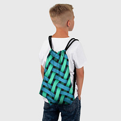 Рюкзак-мешок Сине-зелёная плетёнка - оптическая иллюзия, цвет: 3D-принт — фото 2