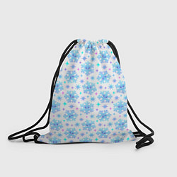 Рюкзак-мешок Снежинки с цветными звездами на белом фоне, цвет: 3D-принт