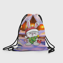 Рюкзак-мешок Новый год - зайчик с елочкой, цвет: 3D-принт