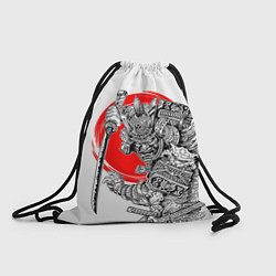 Рюкзак-мешок Самурай с мечом на белом фоне, цвет: 3D-принт