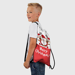 Рюкзак-мешок Дед Мороз с оленями, цвет: 3D-принт — фото 2