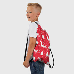 Рюкзак-мешок Сани, ёлочки, подарки, цвет: 3D-принт — фото 2
