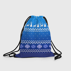Рюкзак-мешок Новогодний узор на синем фоне, цвет: 3D-принт