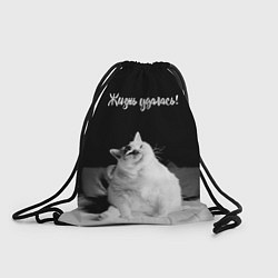 Рюкзак-мешок Жирный кот - жизнь удалась, цвет: 3D-принт