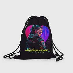 Рюкзак-мешок Киберпанк, девушка на фоне сердца, цвет: 3D-принт
