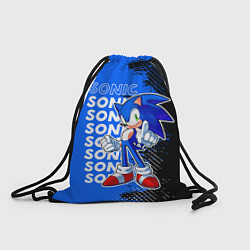 Рюкзак-мешок Соник на синем фоне, цвет: 3D-принт