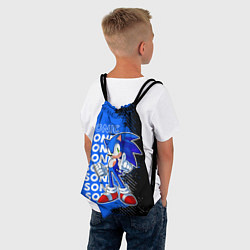 Рюкзак-мешок Соник на синем фоне, цвет: 3D-принт — фото 2
