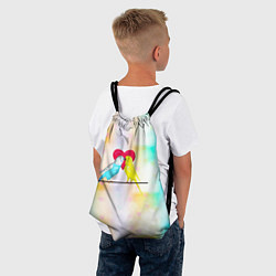Рюкзак-мешок Влюбленные волнистые попугайчики, цвет: 3D-принт — фото 2