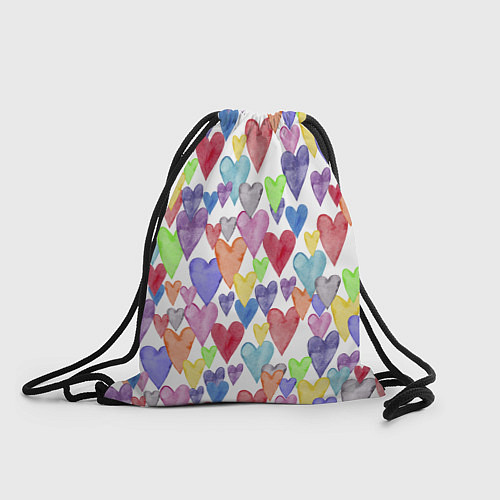 Мешок для обуви Разноцветные сердечки Калейдоскоп / 3D-принт – фото 1