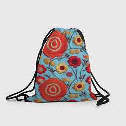 Рюкзак-мешок Эффект вышивки маки, цвет: 3D-принт