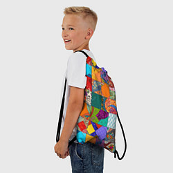 Рюкзак-мешок Разноцветные лоскуты, цвет: 3D-принт — фото 2