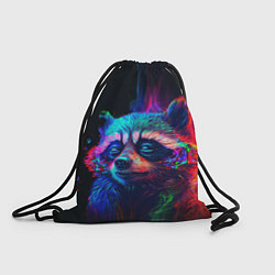 Рюкзак-мешок Енот в неоновой дымке, цвет: 3D-принт