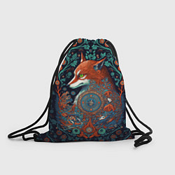 Рюкзак-мешок Рыжая лиса с орнаментом, цвет: 3D-принт