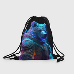 Рюкзак-мешок Неоновый медведь воин, цвет: 3D-принт
