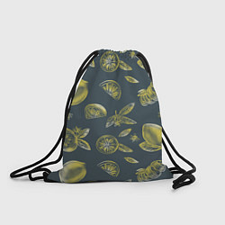 Рюкзак-мешок Лимоны в карандаше на сером фоне, цвет: 3D-принт