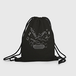 Рюкзак-мешок Военная техника на черном фоне, цвет: 3D-принт