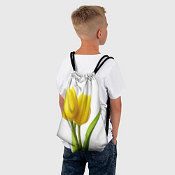Рюкзак-мешок Желтые тюльпаны на белом, цвет: 3D-принт — фото 2